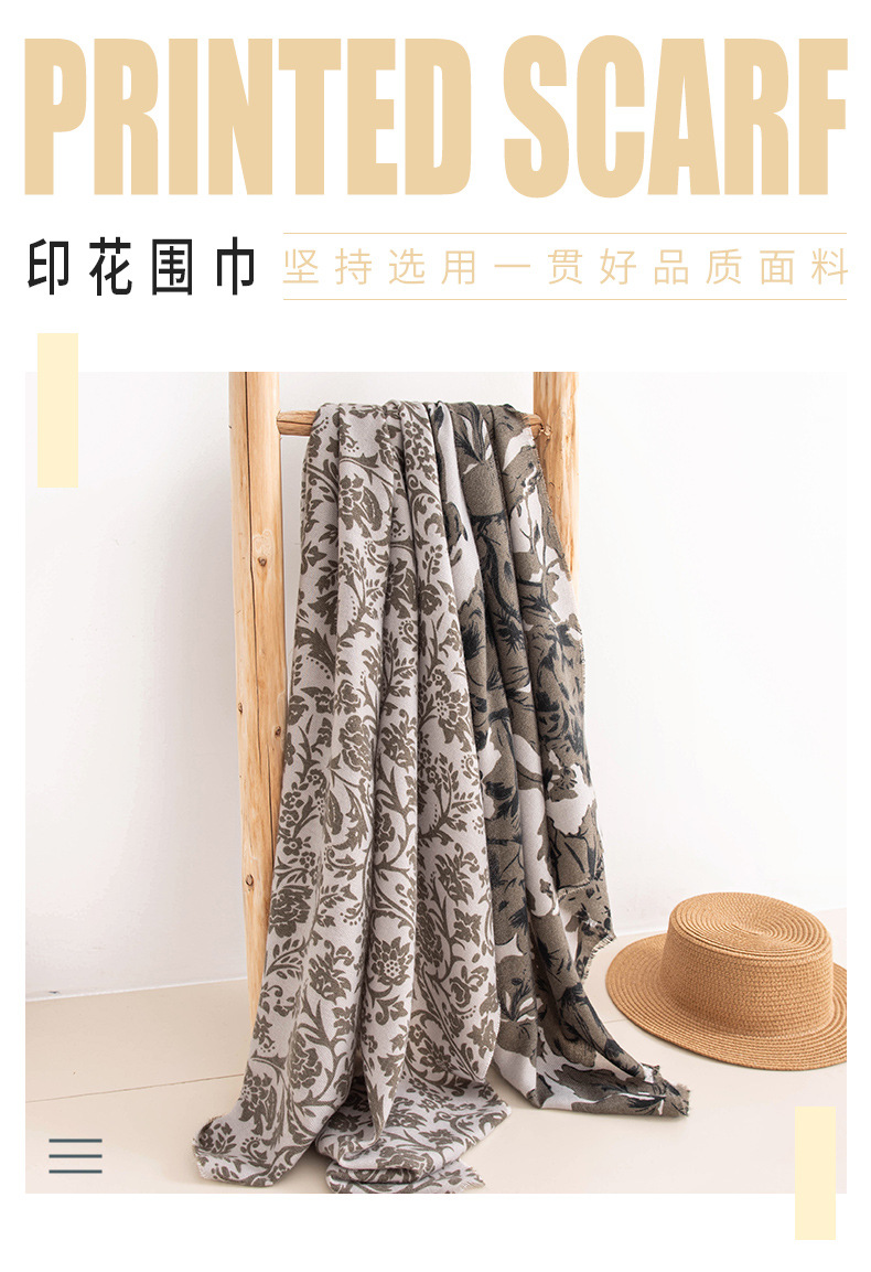 欧美印花仿羊绒流苏围巾女冬季保暖百搭披肩两用学生情侣围脖批发详情7