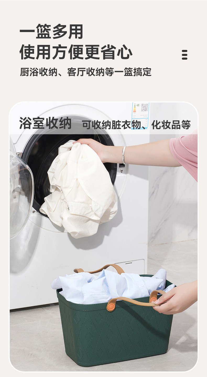 方形手提买菜篮子 塑料软手柄多色小篮子野餐杂物整理便携式篮子详情8