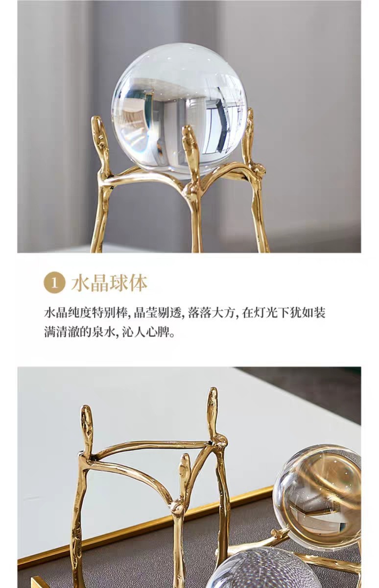 Crystal ball ornaments, European-style living room, model room, soft furnishings, study, entrance hall, office, American-style wine cabinet, light luxury handicrafts pic 9
