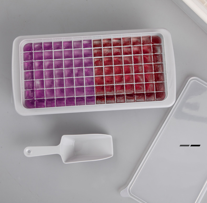 简约创意冰格家庭自制冰盒冰铲冰块盒冰格98格带盖带底带铲冰格详情1