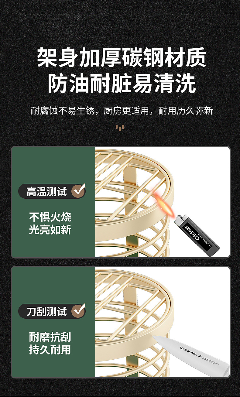 厨房创意可旋转刀架 轻奢刀具 多功能置物架 挂钩筷子勺子新款收纳架 多功能刀架 多功能刀座 厨房用品 多功能收纳架 刀架详情8