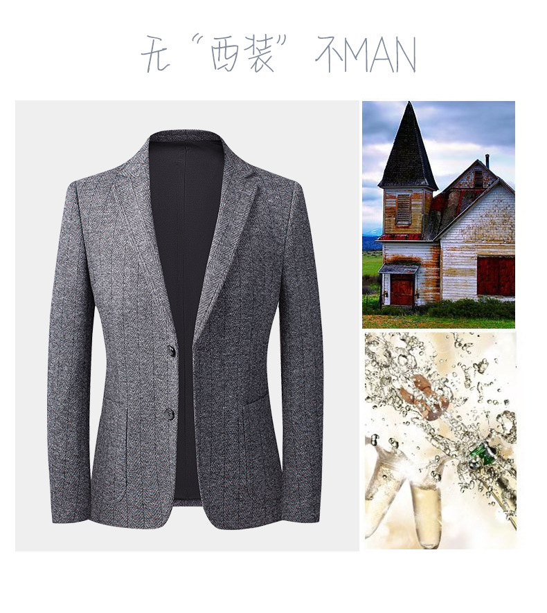 Laishibert autumn and winter knitted woolen woolen suits for young and middle-aged men, small suits for men, slim-fit woolen casual suits pic 33
