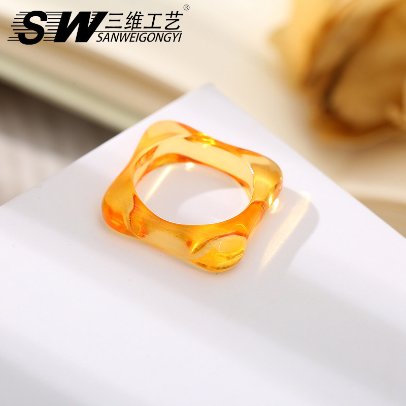 New creative macaron cold style girl ring, colorful diamond ring, geometric hip-hop ins ring wholesale pic 12