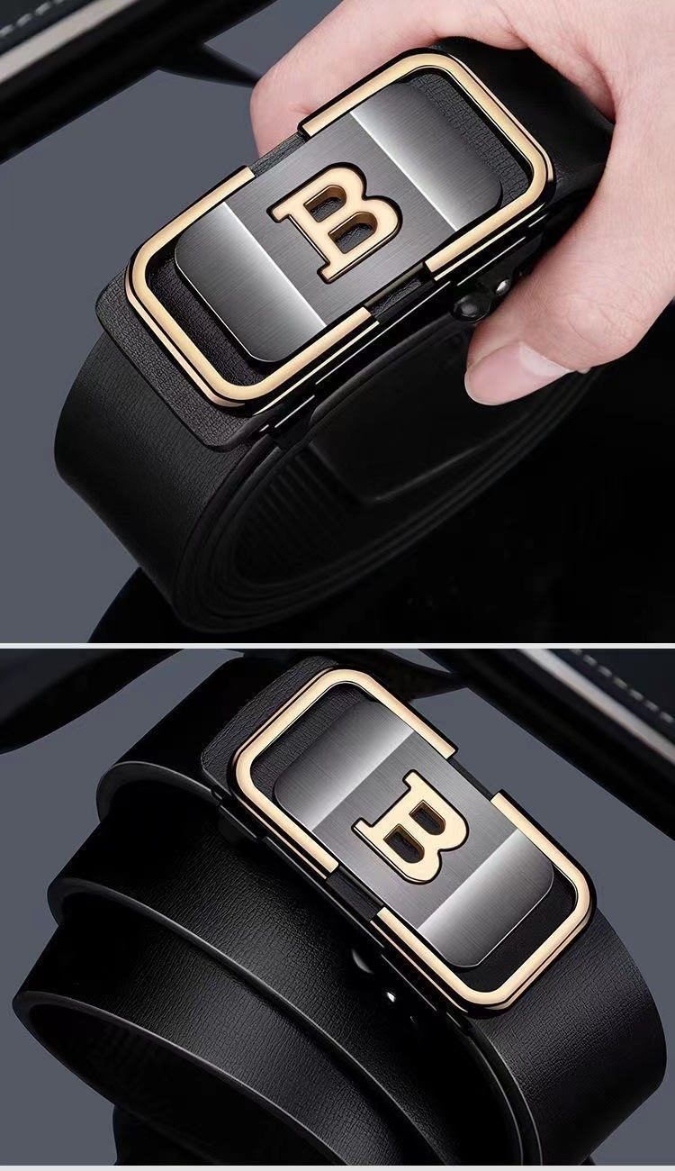 皮珀皮带男士无牙内穿自动扣牛皮腰带高级简约百搭裤带男现货批发详情6