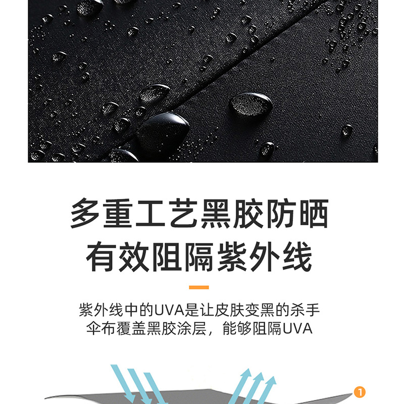 Automatic umbrellas for sun protection and shading, three-fold umbrellas, folding logo advertising umbrellas, bulk wholesale, UV black vinyl sun umbrellas pic 5