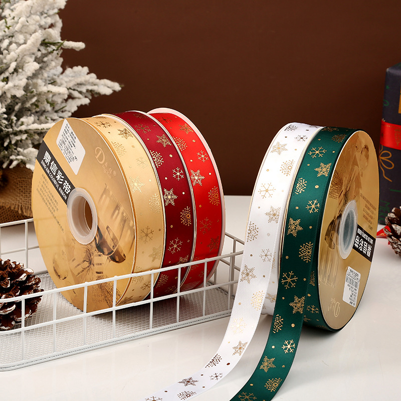 Dingxin Christmas Ribbon Wholesale: 2.5CM Christmas gifts, gold-embossed printed packaging ribbons, Christmas tree ribbons pic 64