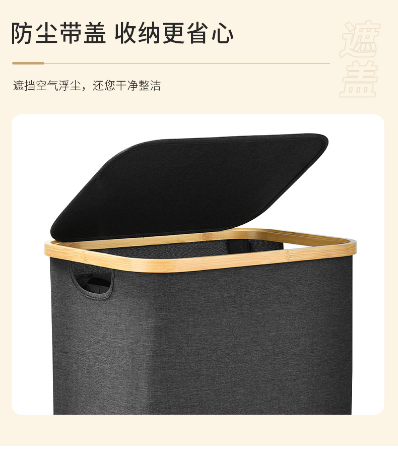 In-stock cross-border dirty clothes basket with inner pocket, bathroom large size with inner pocket folding dirty clothes basket, bedroom dirty clothes storage basket pic 11
