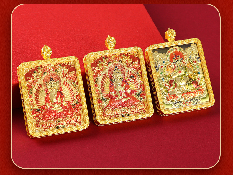 双面立体浮雕唐卡五台山龙五爷扎基拉姆八大守护合金唐卡现货批发详情7