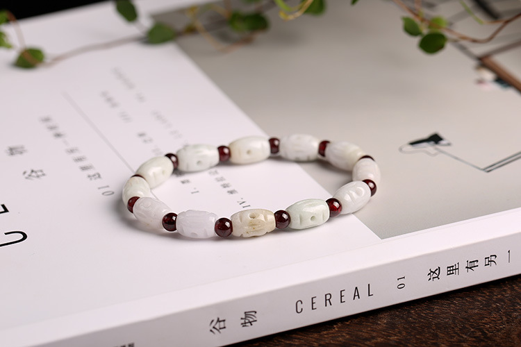 Natural jade bracelet, 7mm hollowed-out jade bead bead bracelet pic 8