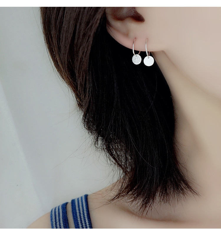 Ganjia Tongti S925 pure silver simple round piece earrings, elegant matte ear buckles, fashionable Hong Kong-style internet-famous ear rings pic 18