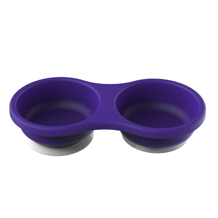 New plastic pp material suction cup pet double-bowl, cat bowl, dog bowl, pet food set with suction cups at the bottom pic 3