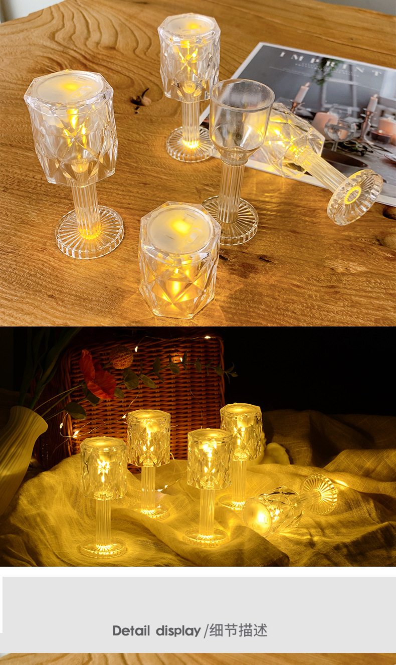 Transparent acrylic night light, modern and simple bedroom bedside lamp, new warm color mini projection LED small table lamp pic 9