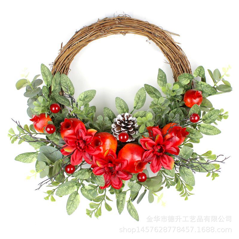 In 2022, the cross-border e-commerce business moved into a new home. The living room decoration includes a household door hanging with a simulated everlasting flower pomegranate wreath pic 6