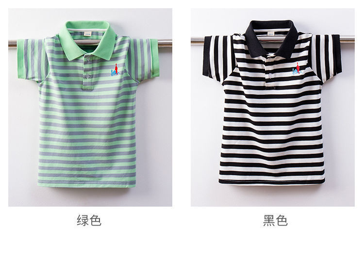 夏季男童短袖T恤新疆棉儿童短袖t恤衫中大童条纹翻领polo衫上衣详情6