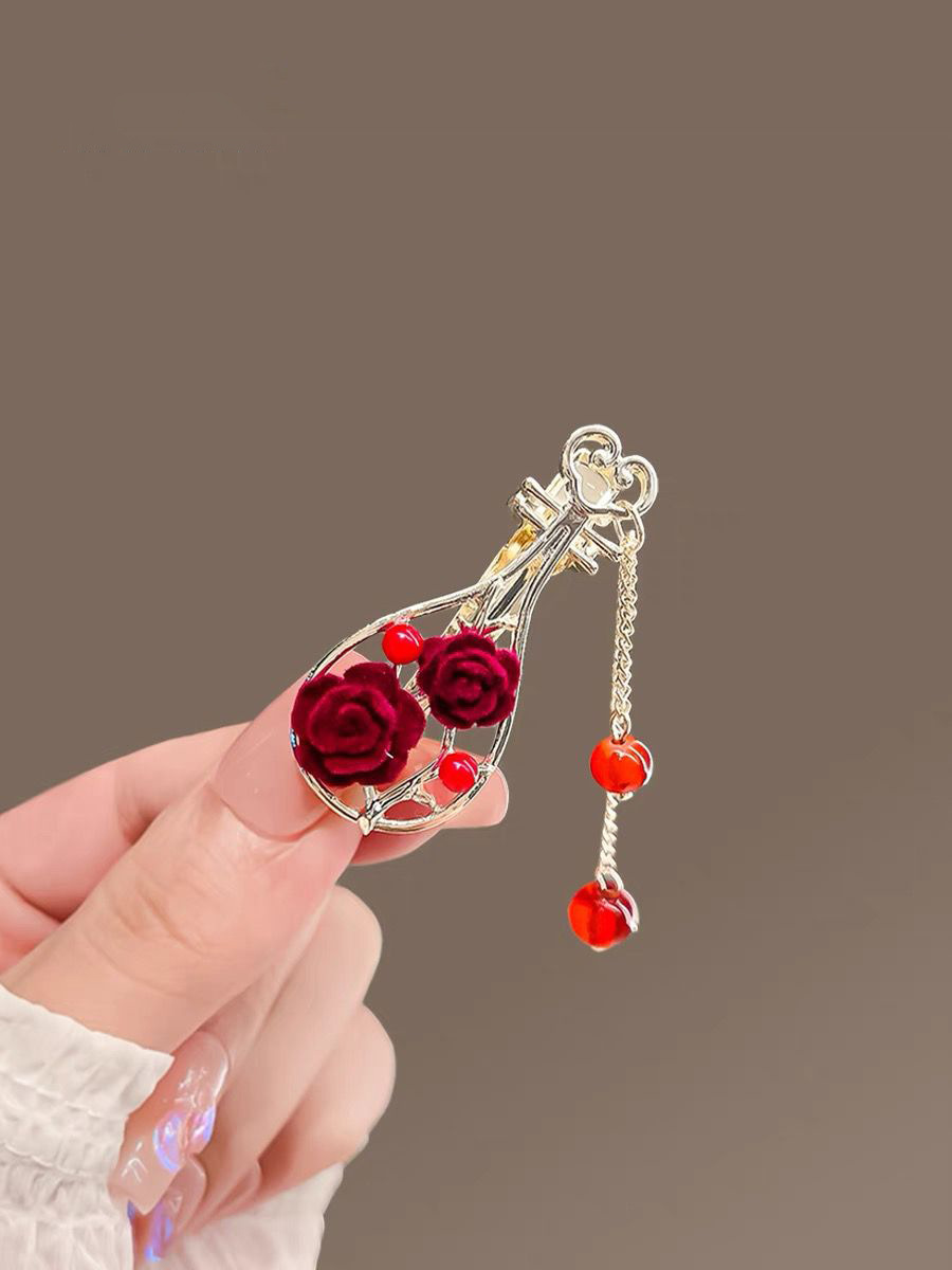 New Chinese-style alloy hair clips, plum blossom tassels, bangs clips, elegant hair clips, bride cheongsam, duckbill clips, and headwear for women from the national trend series pic 16