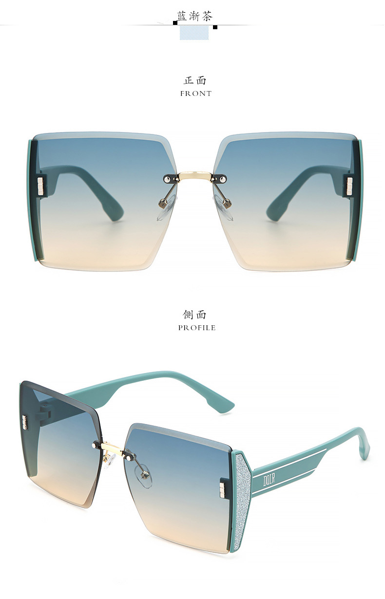 2023 new square frameless edge-cut sunglasses, popular personalized glasses, large-frame fashionable sunglasses wholesale in stock pic 15