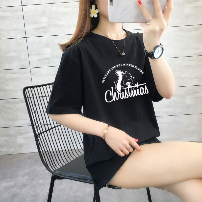 31321 宽松加大码中长款夏装新款学生纯棉短袖t恤女详情10