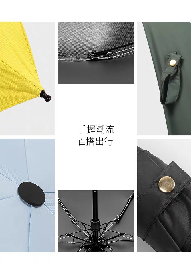 五折伞迷你便携黑胶太阳伞口袋晴雨两用雨伞防晒遮阳伞六折胶囊伞详情57