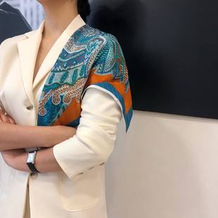 Wholesale silk scarves for overseas gifts and return gifts, cross-border silk autumn and winter decorative plain crepe satin 53cm floral neckerchiefs, small square scarves pic 9
