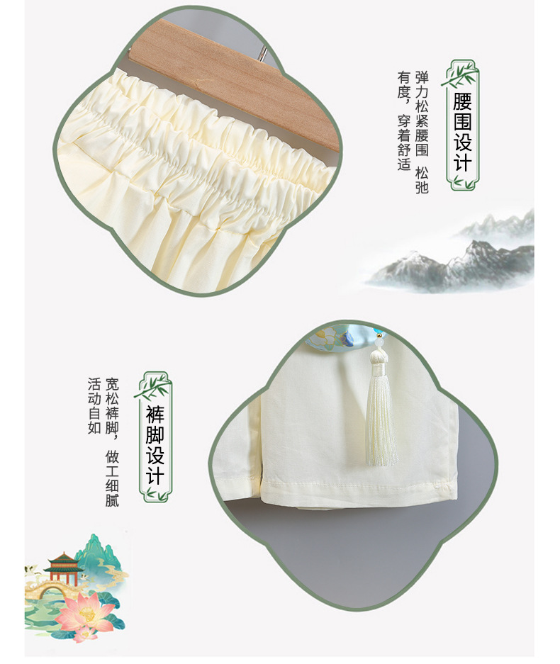 国潮汉服套装儿童国风夏装2025新款男女童六一演出服古装短袖两件套潮详情4