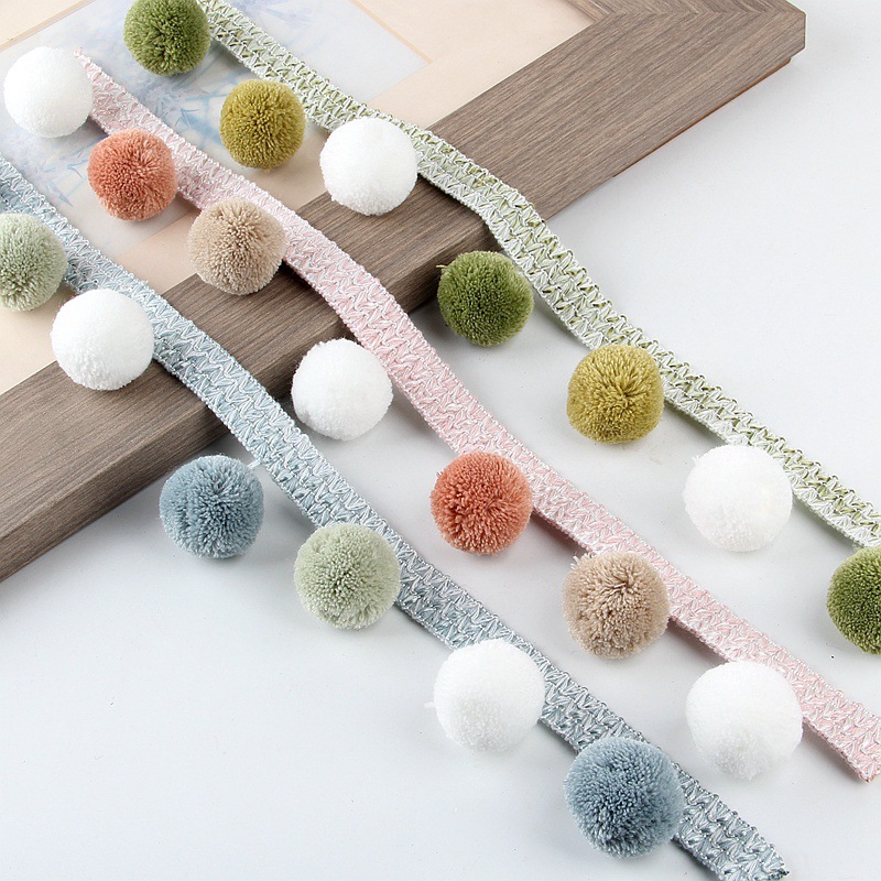 Curtain lace, three-color bayberry balls, side edge, European lace edge, sofa accessories, decorative parts, spliced black pic 22