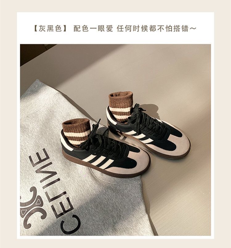 平底磨砂皮德训鞋女2023新款秋季百搭运动休闲鞋系带软底透气板鞋详情3