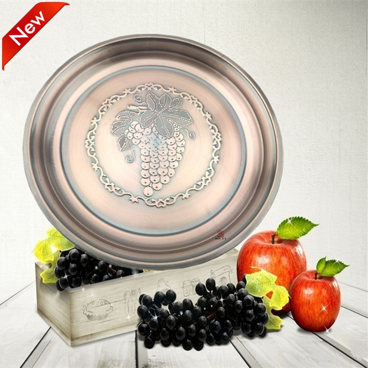 Stainless steel exquisite flower-picking large round grape plate, fruit plate, round plate and vegetable plate pic 7