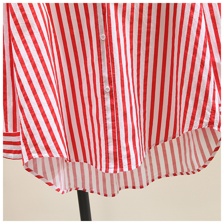 2025春夏新款长袖衬衫女时尚休闲竖条纹韩版宽松衬衣女外穿详情32