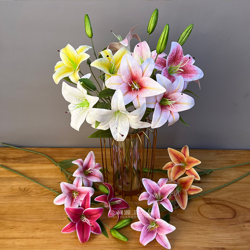 婚庆仿真花3头钻石玫瑰无叶版玫瑰花路引花材弗洛伊德玫瑰瀑布详情4