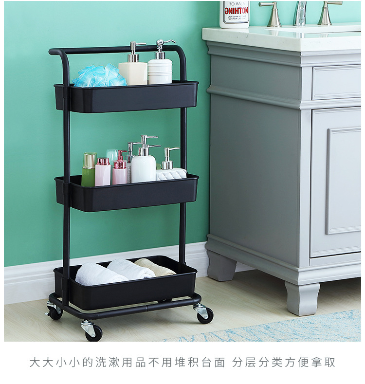 New kitchen and bathroom multi-layer storage rack, bathroom trolley, mobile and easy-to-organize rack, living room storage rack pic 17
