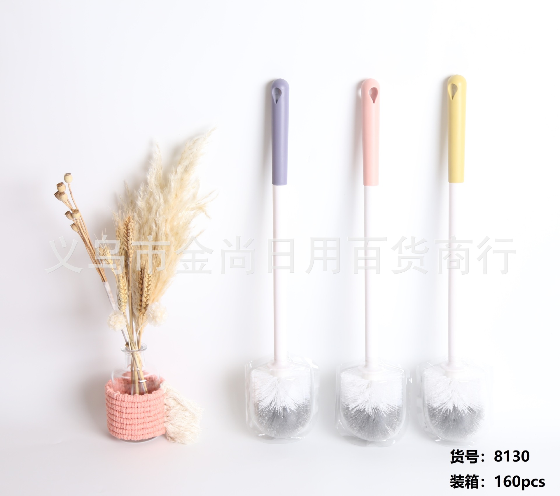 Multi-color Nordic minimalist toilet brush, round head, household toilet without dead corners, bathroom cleaning brush pic 3
