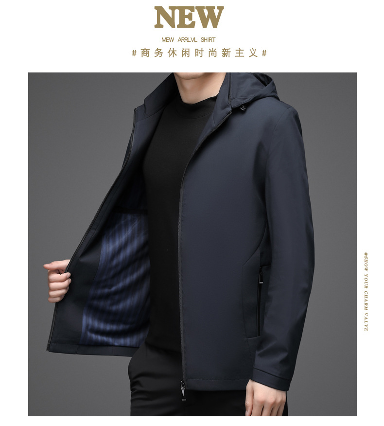 三十秋连帽外套男秋季薄款韩版潮流修身百搭休闲风衣秋装夹克上衣详情13