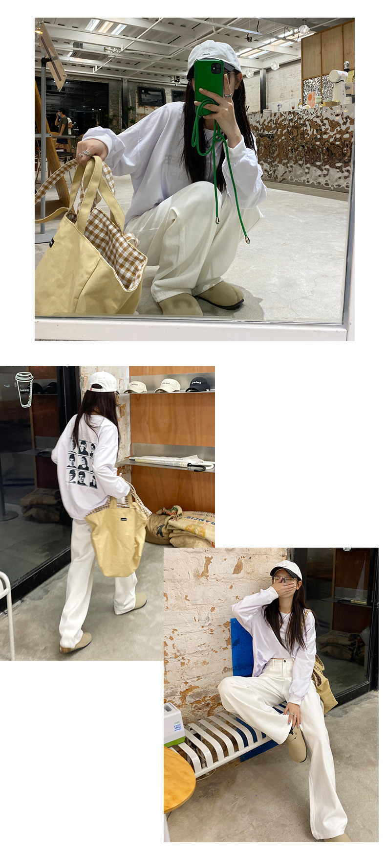 The 2022 Spring/Summer new khaki straight-leg wide-leg jeans make women look slimmer and taller. They are loose, high-waisted, floor-length and paired with long pants pic 19