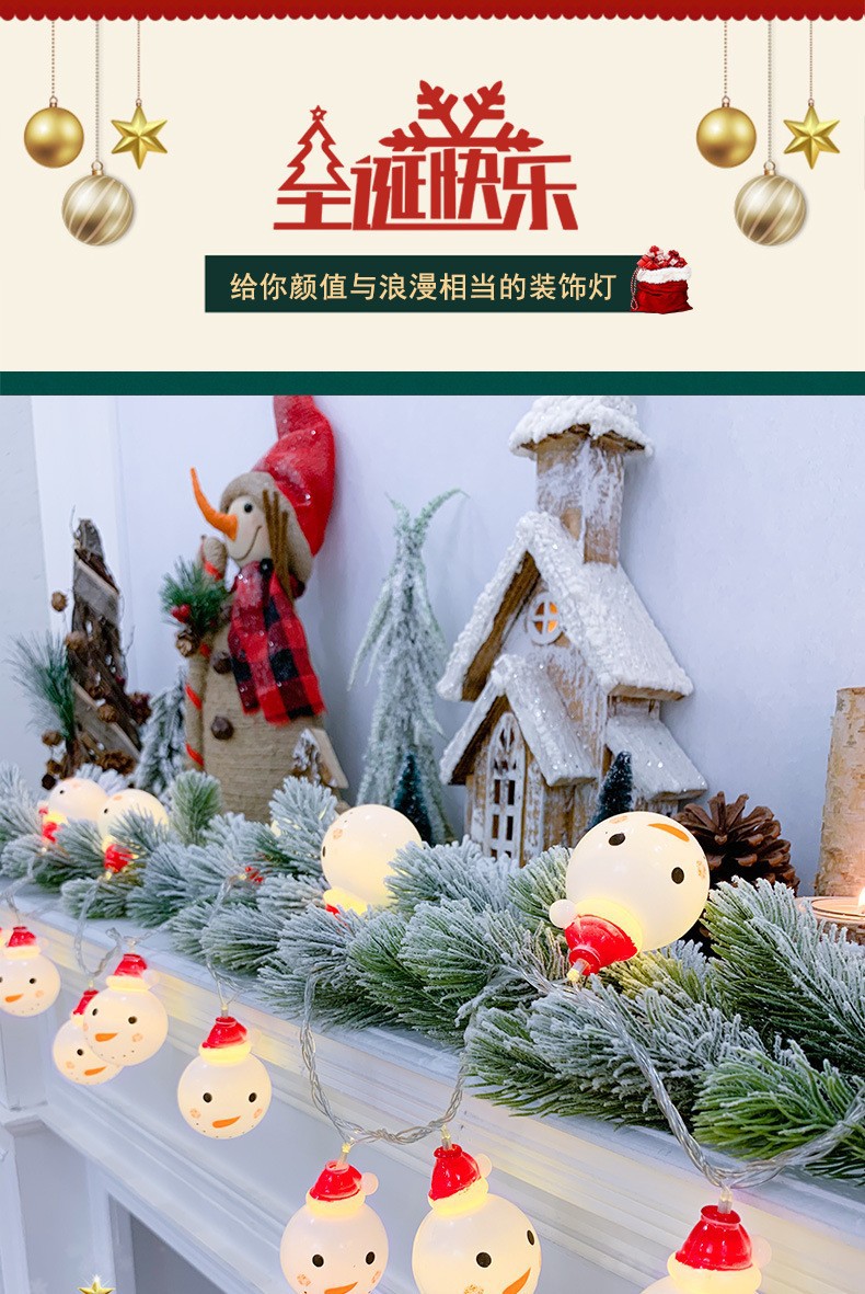 圣诞节树灯灯串布置挂饰圣诞雪人小挂件led灯串彩灯装扮道具详情1