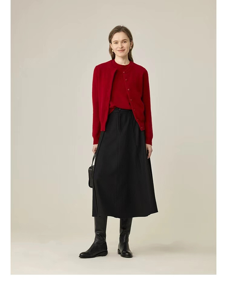 Qili Colorful Gemstone 12-color seamless one-piece Merino wool button cardigan, a versatile knitted long-sleeved top for commuting pic 35