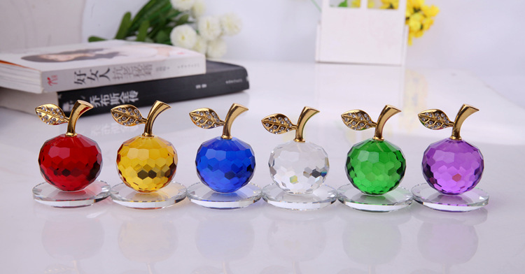 K9 Crystal Apple Christmas Eve Christmas Colored Crystal Craft Souvenir Gift Mobile Phone Counter Decorative Item Xiangyu Crystal pic 1