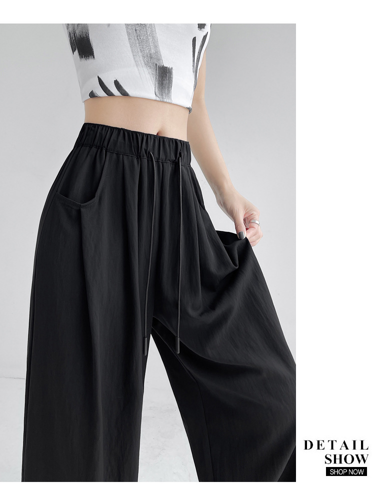 冰丝山本休闲裤女2024夏季新款高腰宽松直筒防晒垂感日系阔腿裤潮详情68