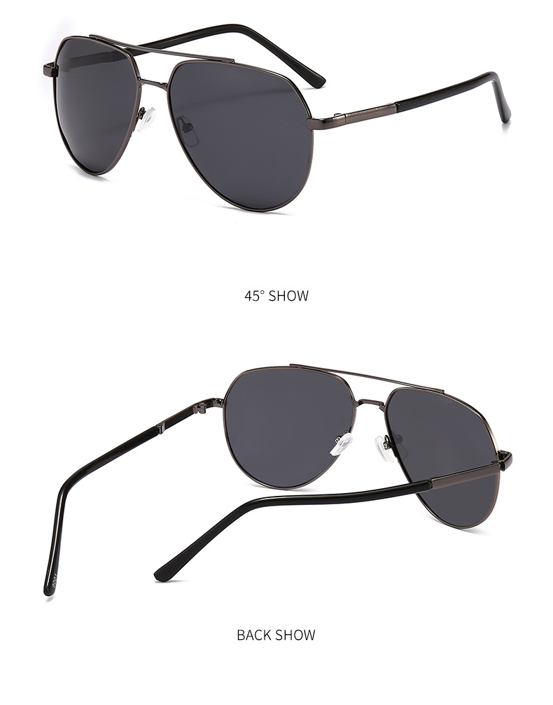 偏光太阳镜2023夏季新款男士眼镜金属双梁蛤蟆镜黑色墨镜女批发厂详情21