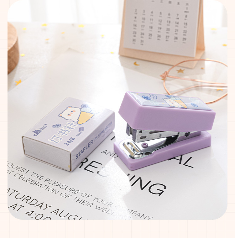 Portable and cute cartoon mini small stapler set, No. 12 student office small needle feeding stapler wholesale pic 22