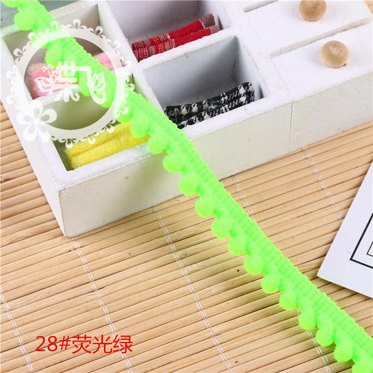 现货供应35色爆款密芽边毛毛虫织带DIY手工帽子服装辅料 毛球花边详情42