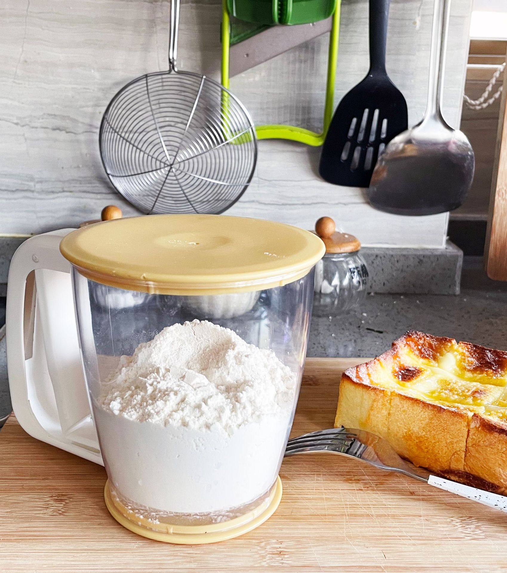 Ultra-fine flour sieve, handheld semi-automatic flour sieve, baking tool, cup-type flour sieve pic 7