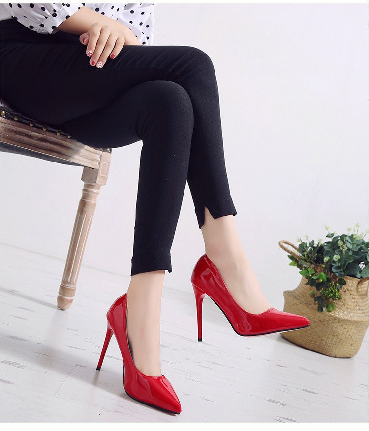 高跟鞋女2021新款女鞋春季欧美风尖头浅口单鞋女式细跟漆皮时装鞋详情22