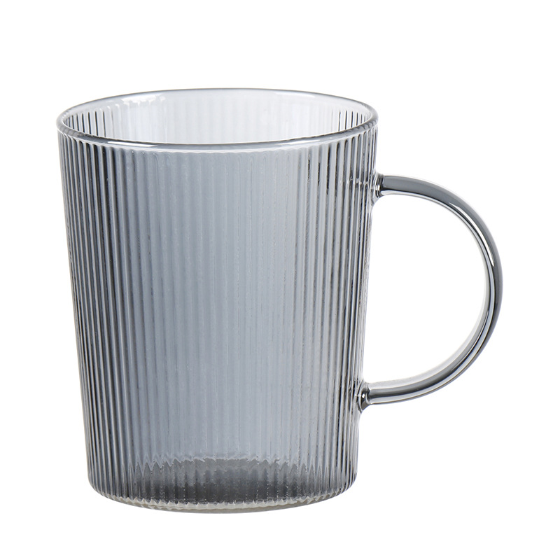 Creative summer high borosilicate glass cup, popular coffee cup, transparent vertical pattern afternoon tea cup set, tea brewing cup wholesale August ceramic pic 21