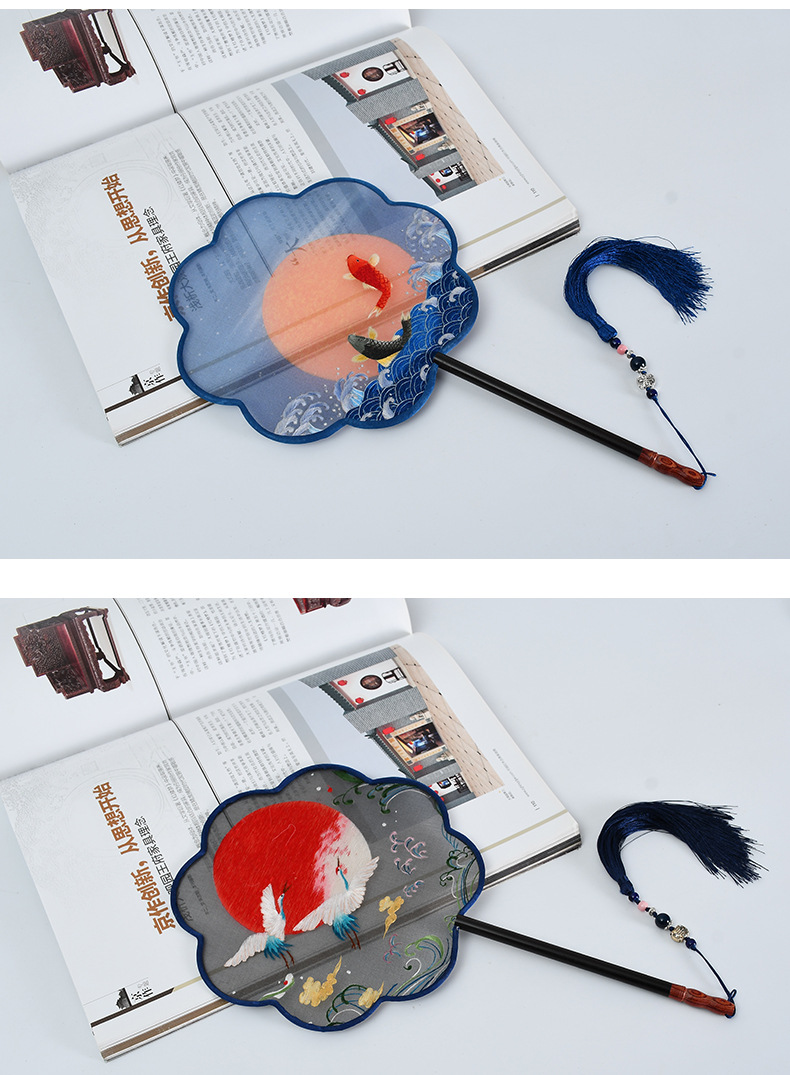 手工苏绣宫扇真丝刺绣宫扇 工艺品扇团扇 非遗手工刺绣苏扇批发详情13