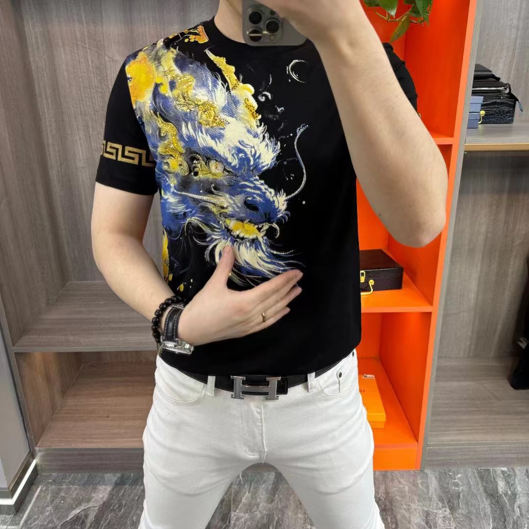 68160潮流时尚欧货男士夏季短袖圆领t恤个性老虎印图弹力舒适透气详情5