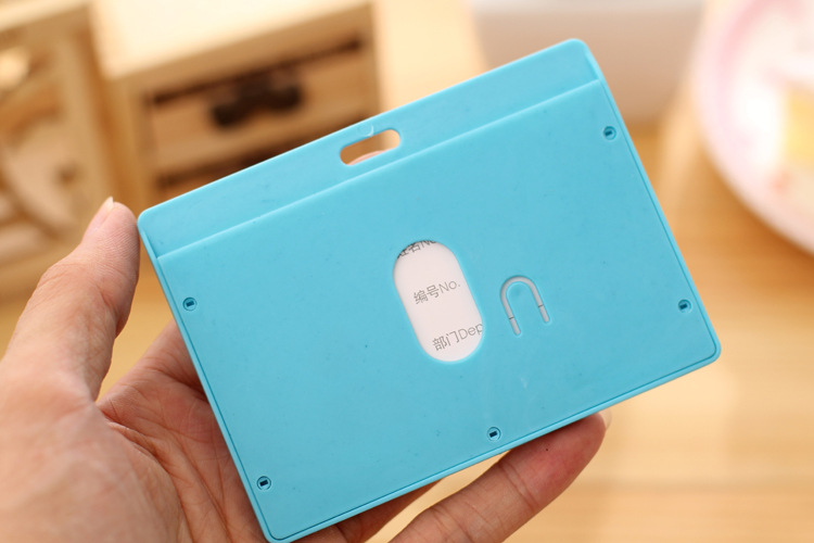 New brand of cartoon cute color hard plastic name tag holders, PVC employee ID card holders for wholesale pic 5