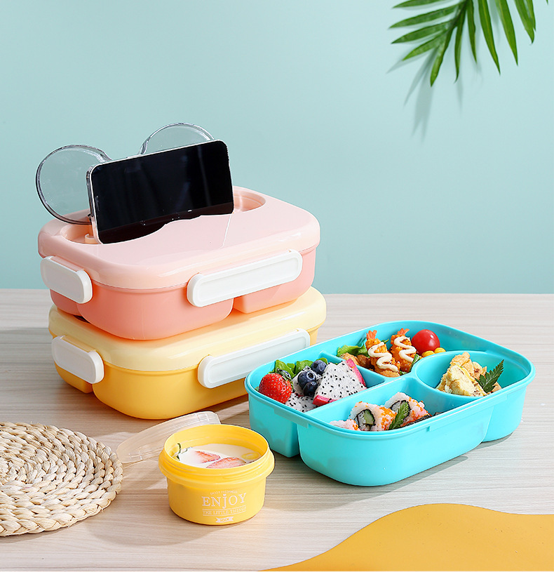清新奶油风多规格带汤碗分格餐盒外出野餐水果沙拉盒学生便当餐盒详情6