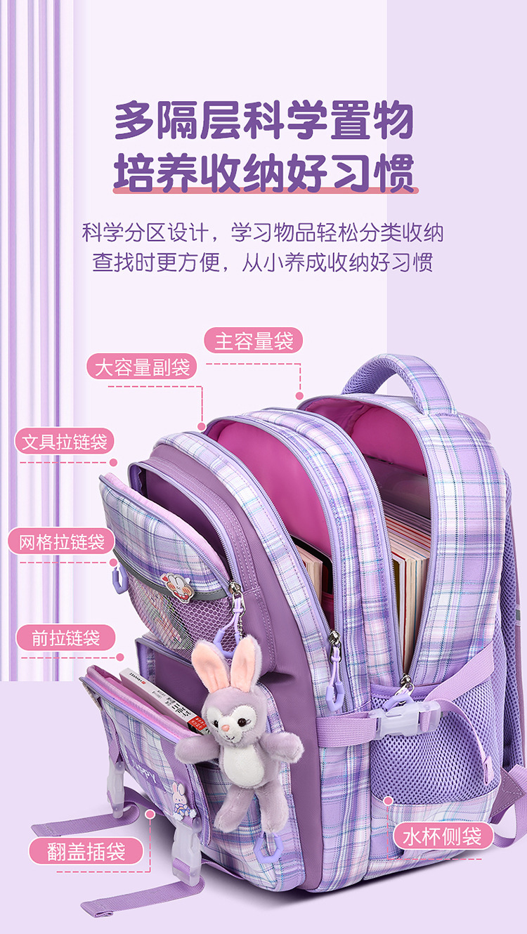 新款星黛露儿童书包轻便大容量小学生书包减负护脊双肩背包批发详情8
