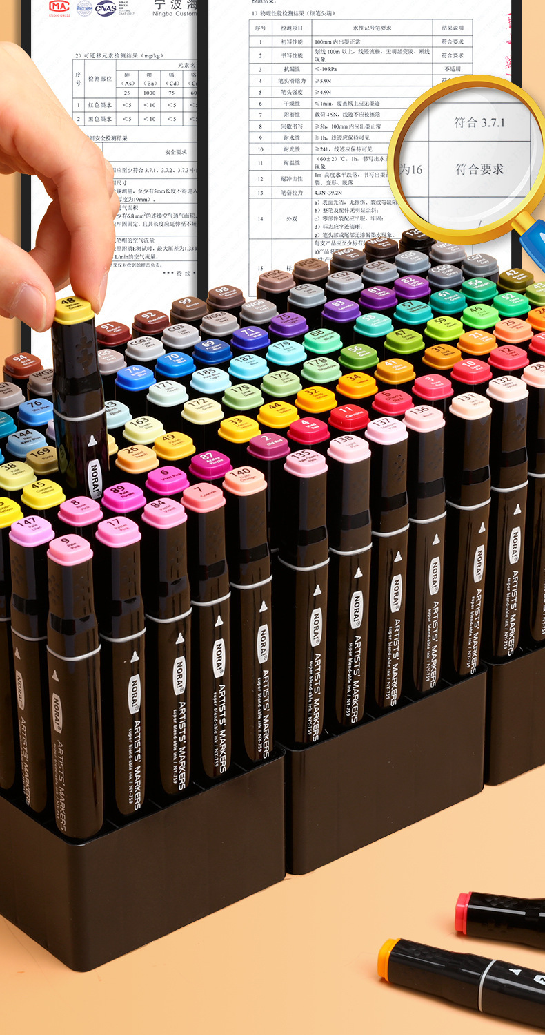 彩色双头马克笔套装儿童学生美术专用彩笔批发酒精油性画画马克笔详情18