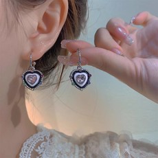 925银针甜酷彩色爱心耳环女轻奢小众设计感少女心耳钉日韩风耳饰详情2